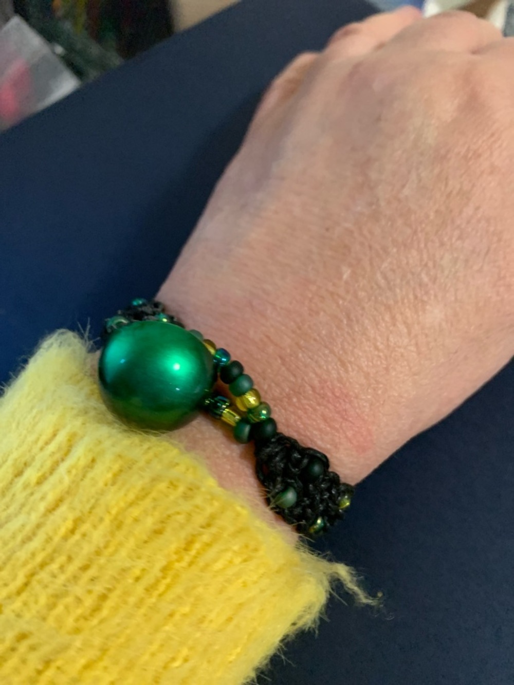 Green Beaded Macrame Bracelet